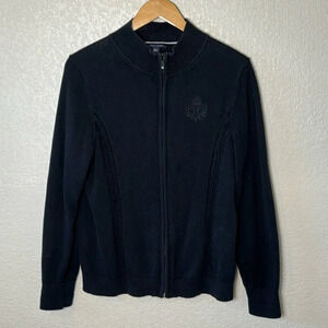 Tommy Hilfiger Women’s‎ XL Black Sweater Cardigan zip up 100% Cotton Warm